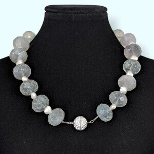 V. Rock Crystal Quartz & Pearl Statement Necklace